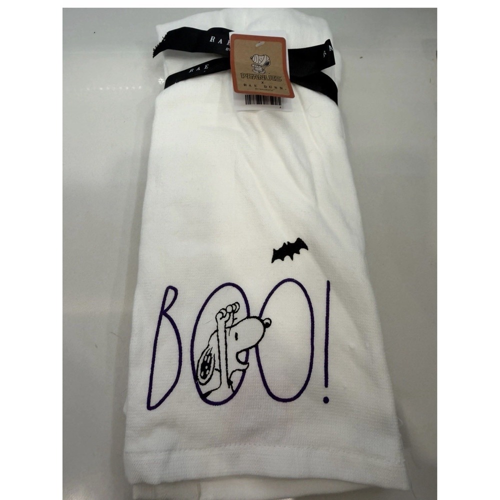 NEW Rae Dunn × Snoopy "BOO!" Kitchen Towels – Set of 2, Halloween Bat Design